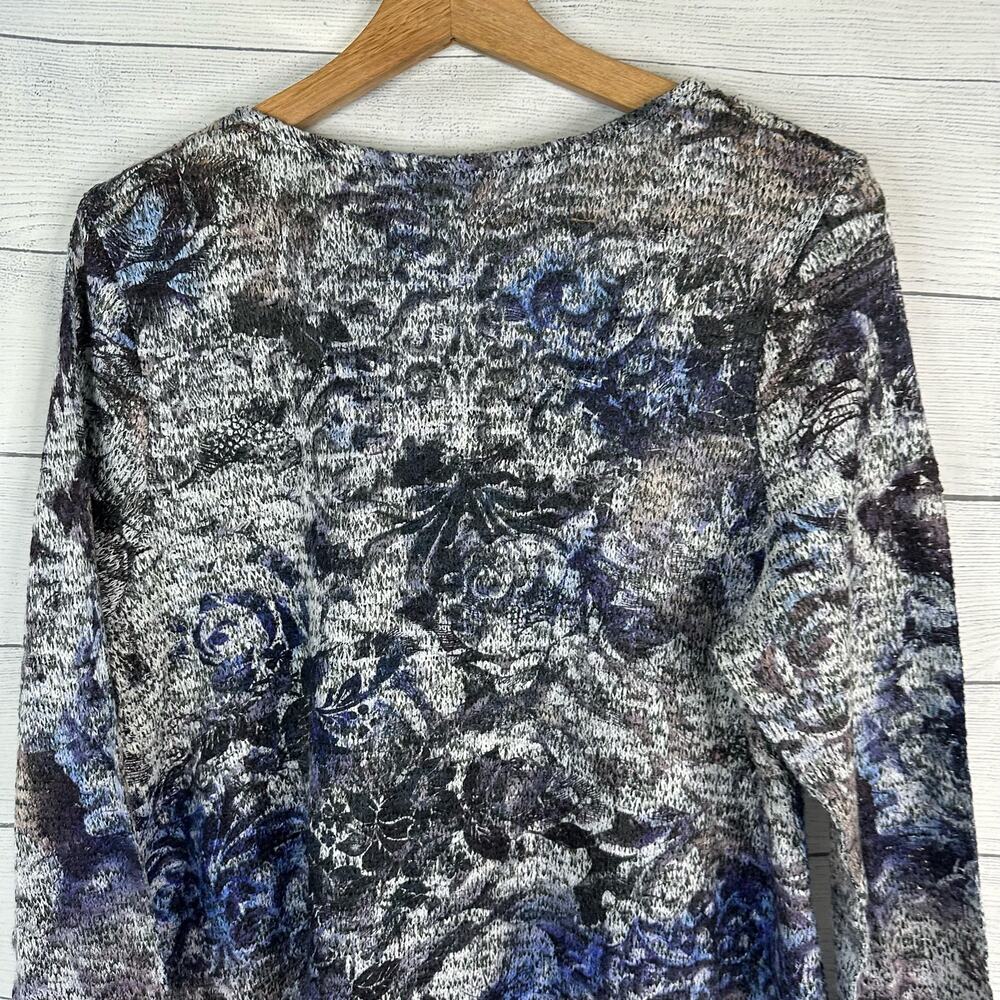 One World Women Large Lace Hem Knit Floral Sweater Tunic Artsy Hippie Lagenlook - Picture 7 of 12
